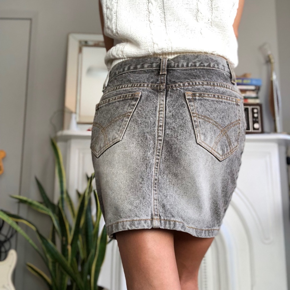 Black wash denim skirt